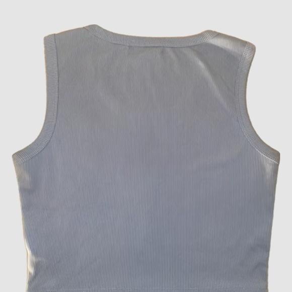 SHEIN BLUE CHECKERED RIBBED CROPPED TANK TOP SIZE S/US 4 - Picture 3 of 4